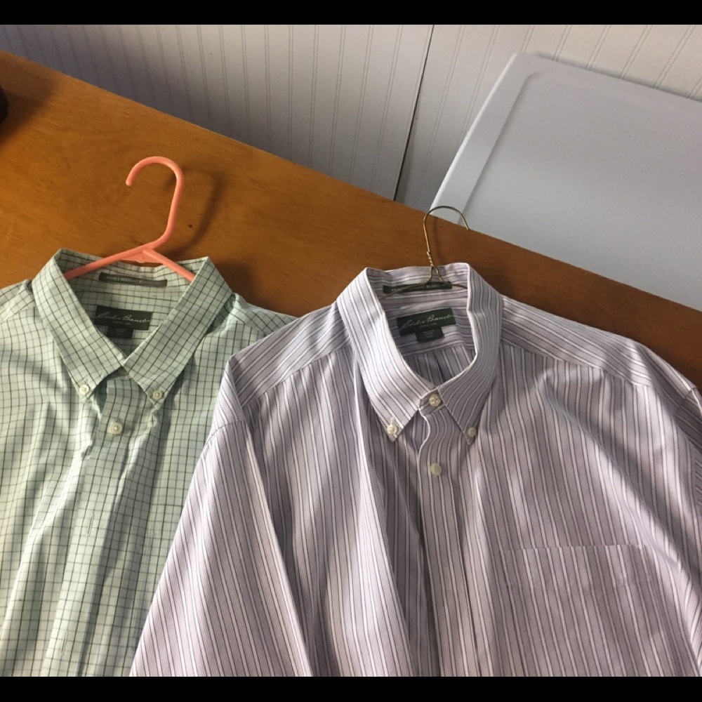 Two Eddie Bauer Dress Shirts